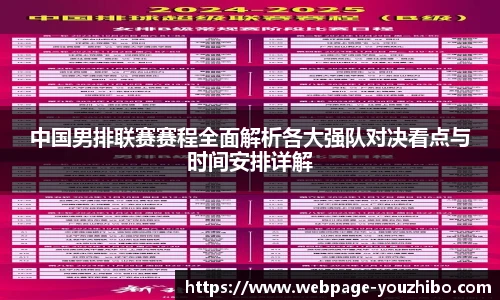 中国男排联赛赛程全面解析各大强队对决看点与时间安排详解